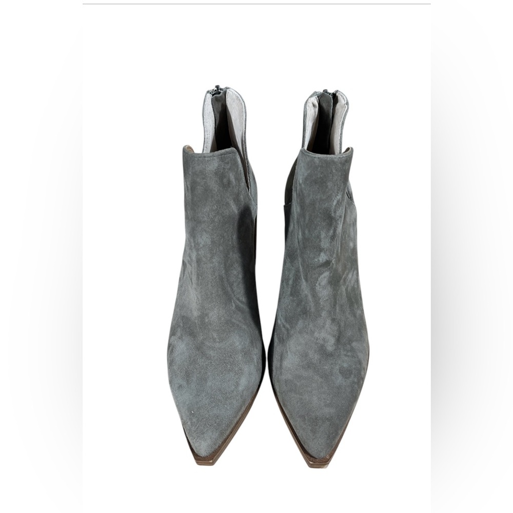 Steve Madden Boots Cedar Pointed Ankle Booties Heels Gray Leather 6.5 M New - Picture 2 of 11